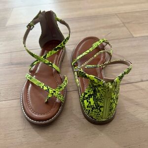 Mix No. 6 Women’s 7 Neon Snake Print Strappy Sandals With Back Zipper